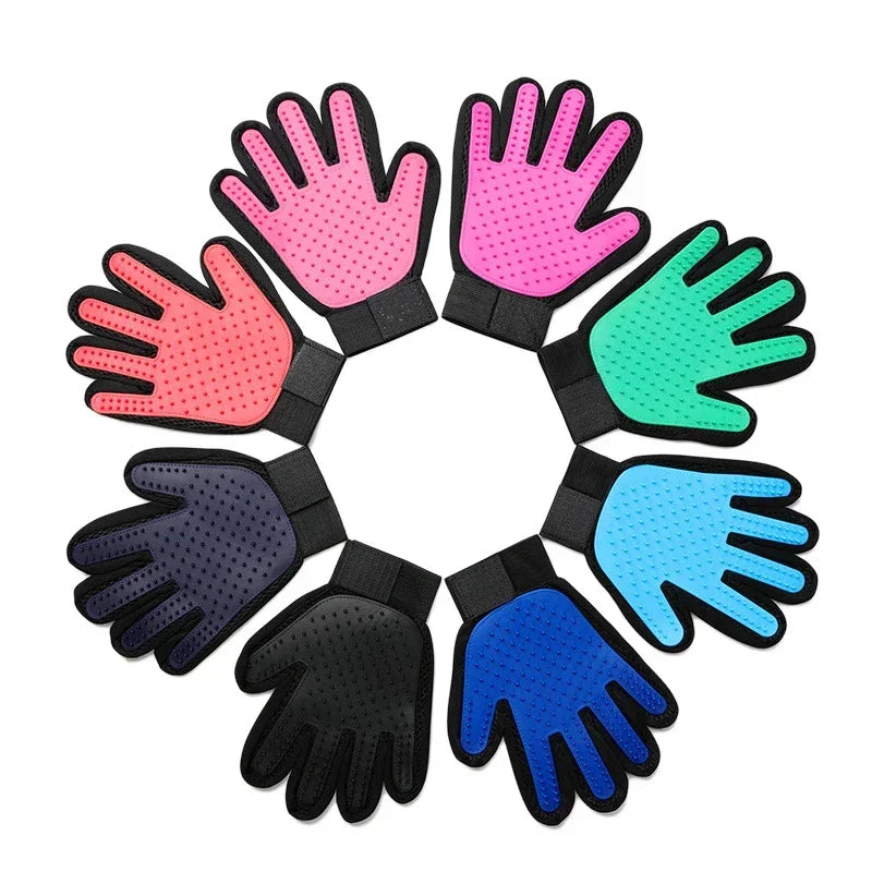 Silicone Pet Grooming Gloves — Hair Removal Brush for Cats & Dogs