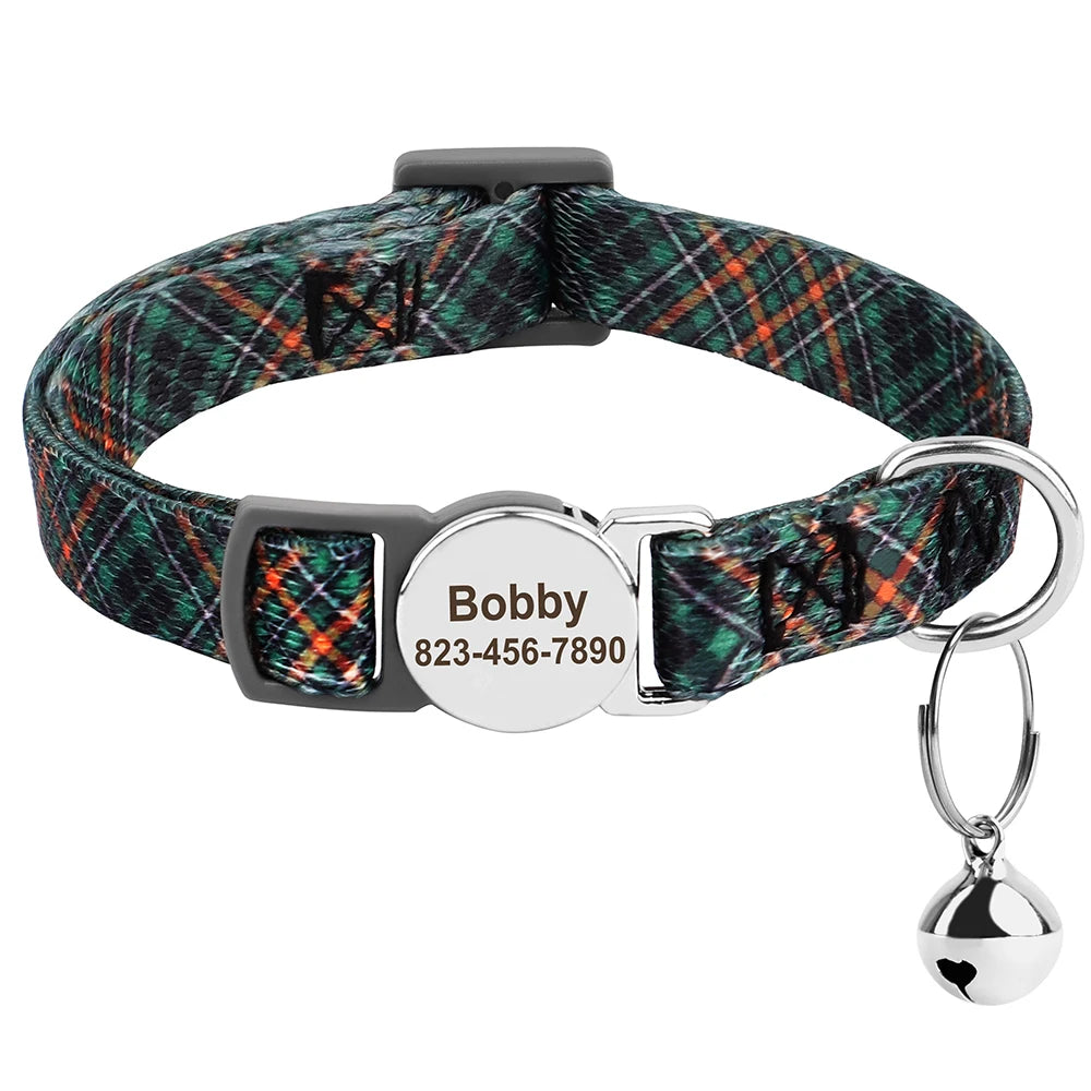 Personalized Engraved Cat Collar — Anti-Lost Name Tag for Cats & Small Dogs