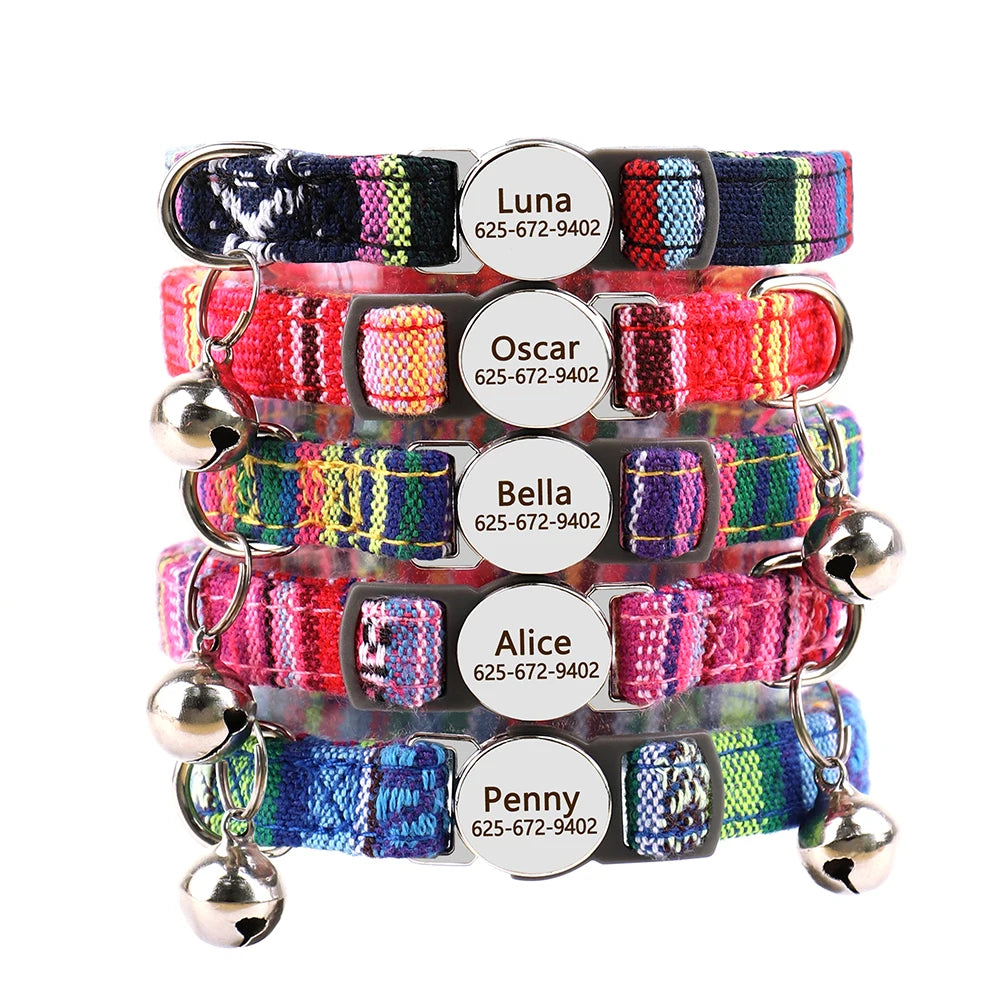 Personalized Engraved Cat Collar — Anti-Lost Name Tag for Cats & Small Dogs