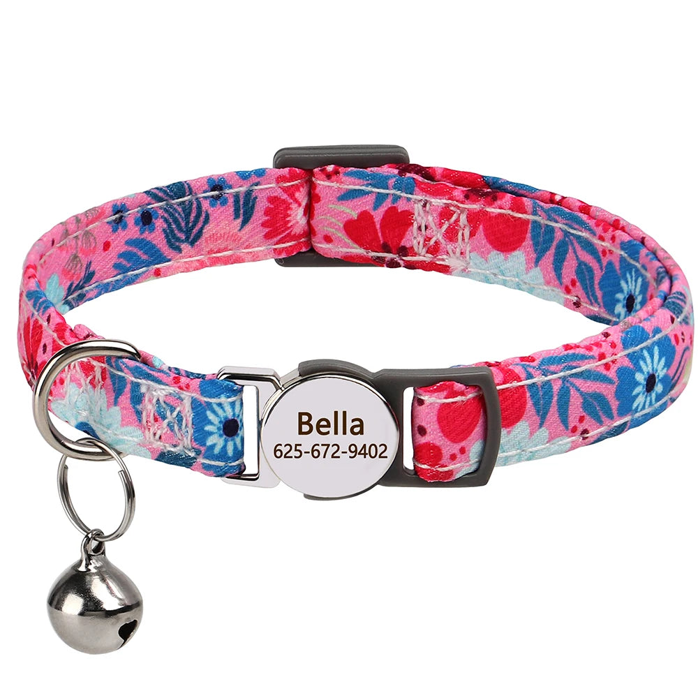 Personalized Engraved Cat Collar — Anti-Lost Name Tag for Cats & Small Dogs