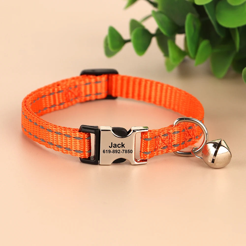 Personalized Engraved Cat Collar — Anti-Lost Name Tag for Cats & Small Dogs
