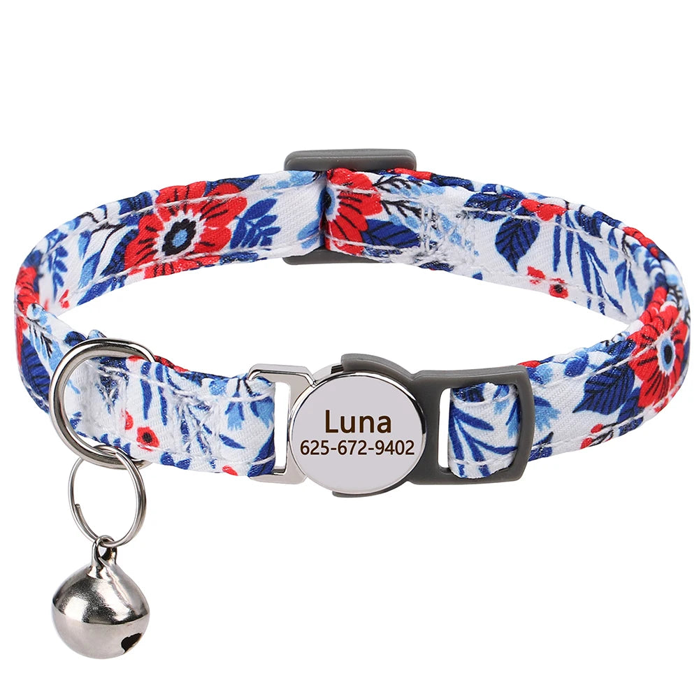 Personalized Engraved Cat Collar — Anti-Lost Name Tag for Cats & Small Dogs
