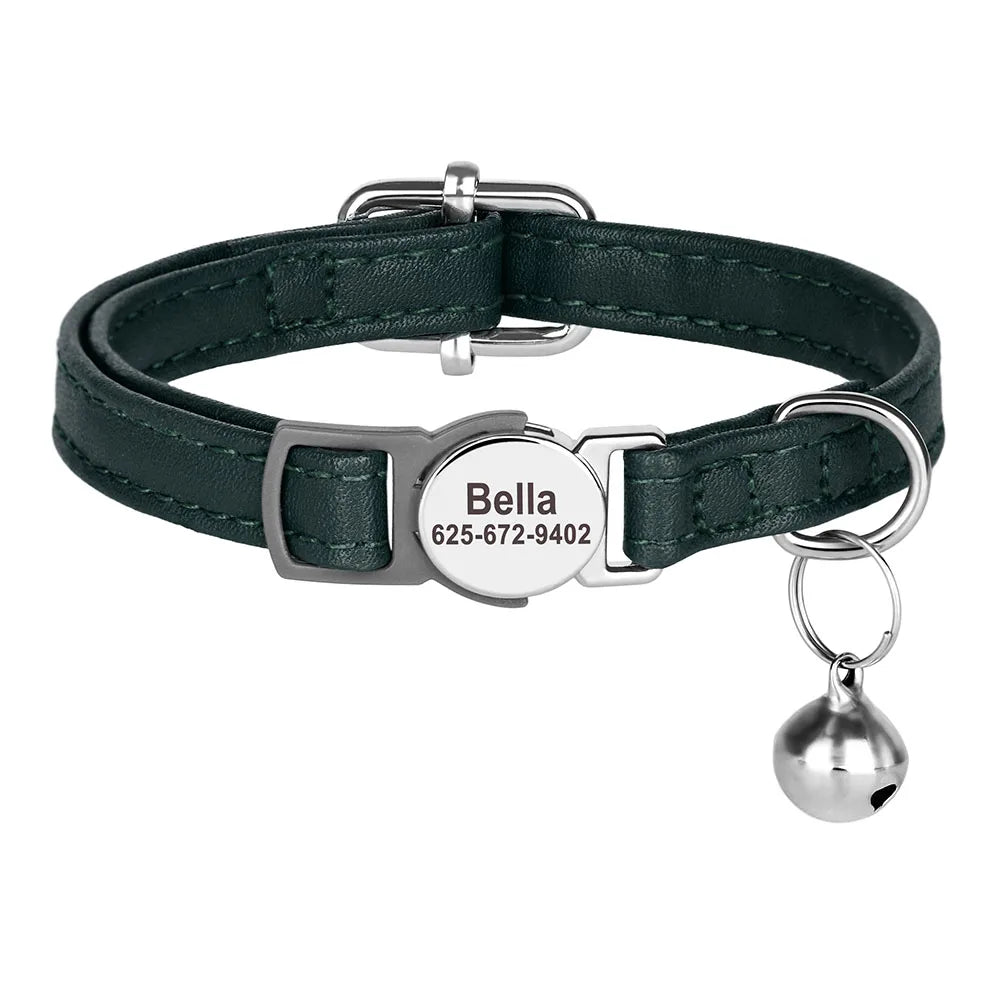 Personalized Engraved Cat Collar — Anti-Lost Name Tag for Cats & Small Dogs