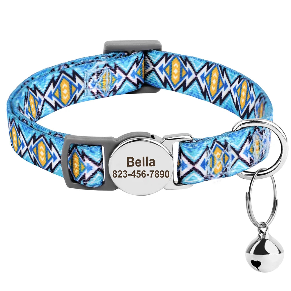 Personalized Engraved Cat Collar — Anti-Lost Name Tag for Cats & Small Dogs