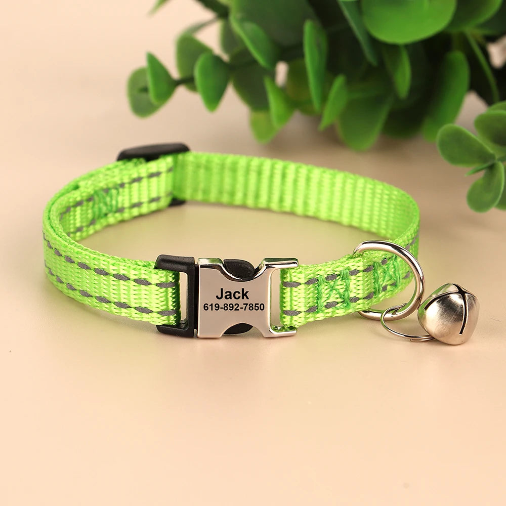 Personalized Engraved Cat Collar — Anti-Lost Name Tag for Cats & Small Dogs