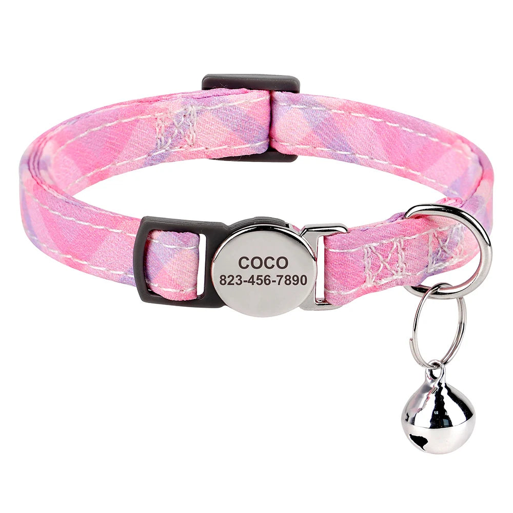 Personalized Engraved Cat Collar — Anti-Lost Name Tag for Cats & Small Dogs