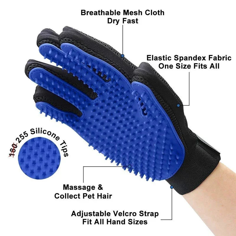 Silicone Pet Grooming Gloves — Hair Removal Brush for Cats & Dogs
