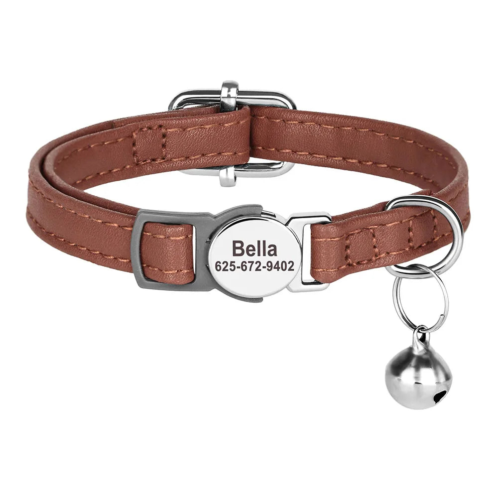 Personalized Engraved Cat Collar — Anti-Lost Name Tag for Cats & Small Dogs