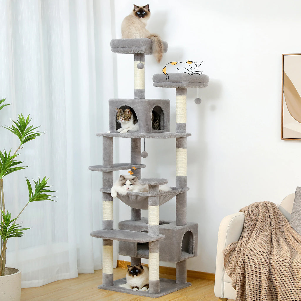 Large Cat Tree & Tower for Indoor Cats — Scratching Posts, Hammock & Perches