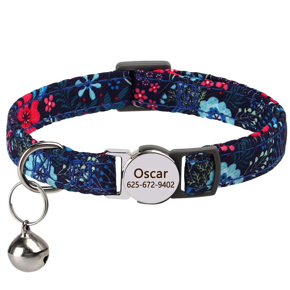 Personalized Engraved Cat Collar — Anti-Lost Name Tag for Cats & Small Dogs