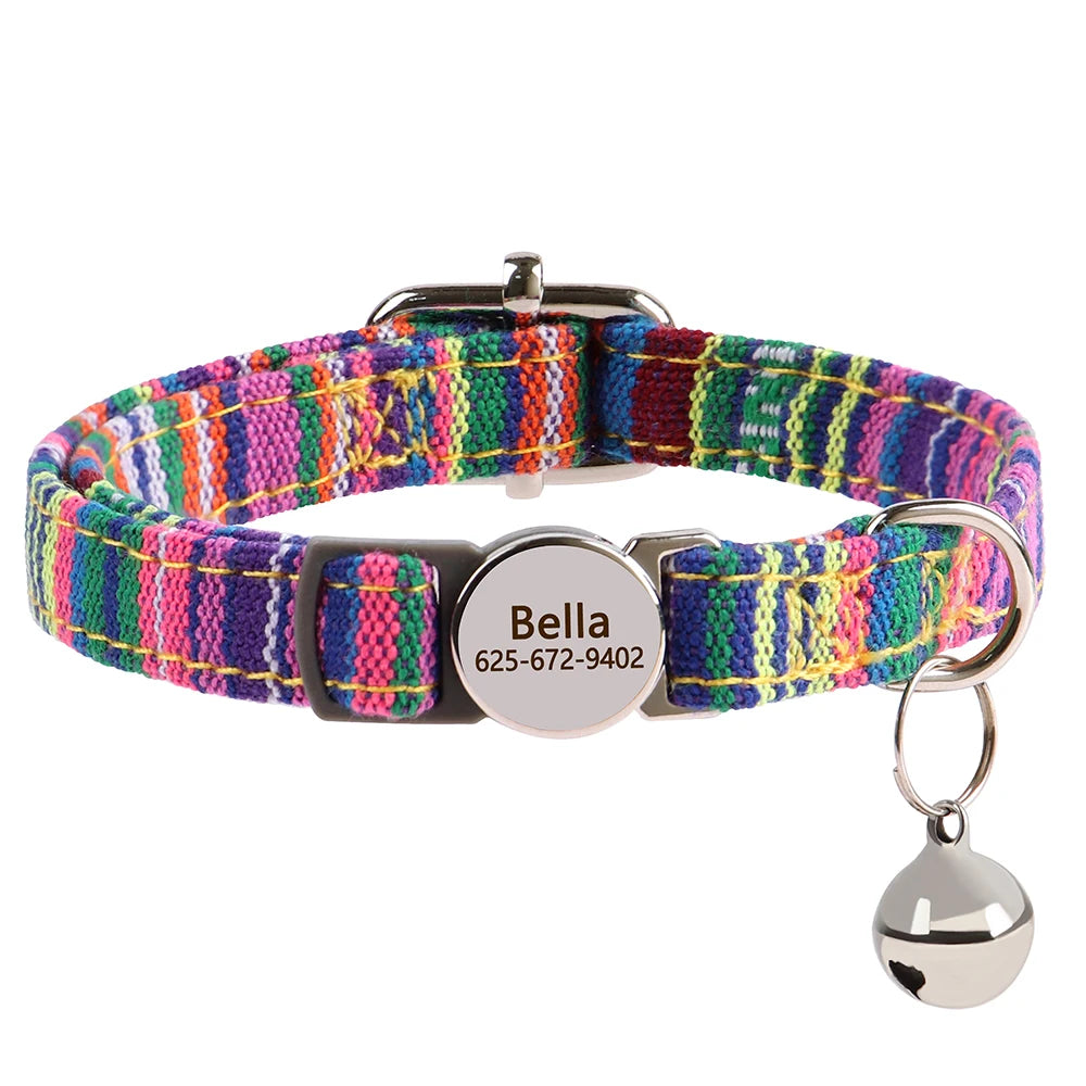 Personalized Engraved Cat Collar — Anti-Lost Name Tag for Cats & Small Dogs