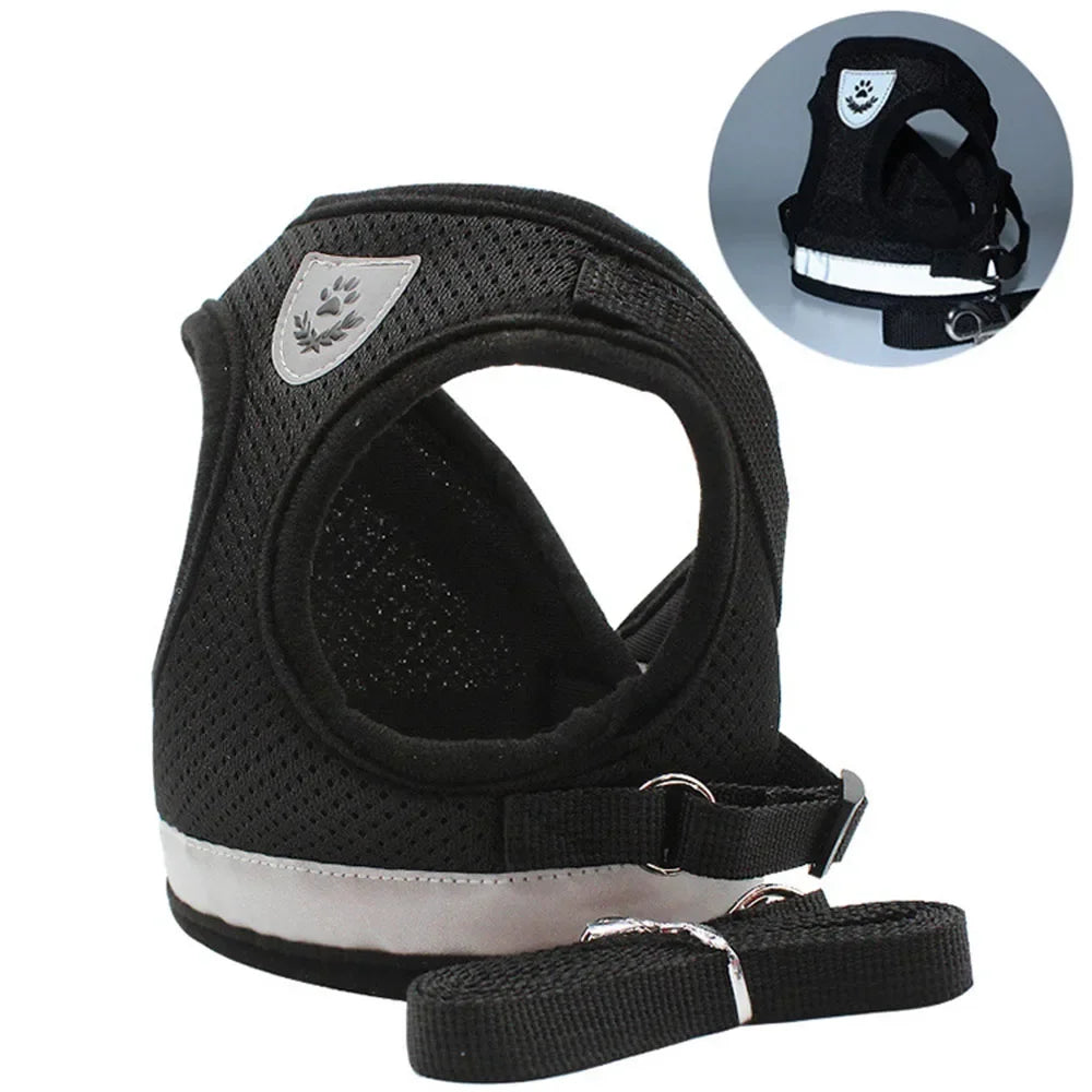 Cat Harness & Leash Set — Reflective, Escape-Proof Mesh Vest for Cats & Small Dogs