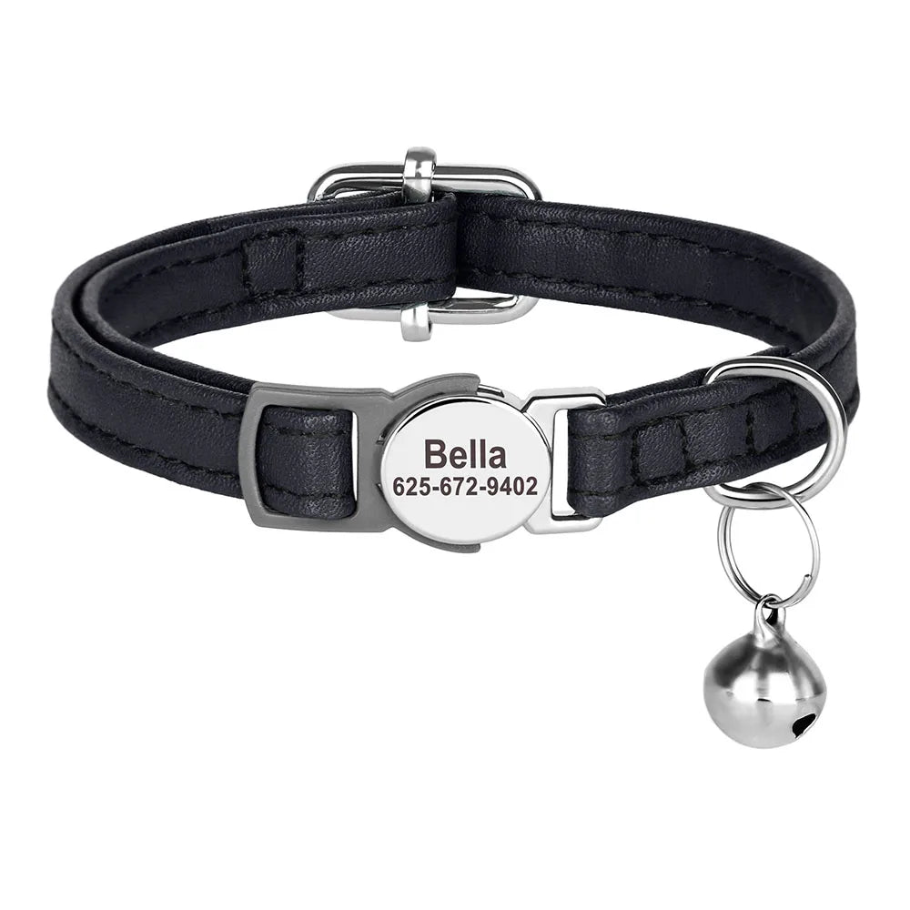 Personalized Engraved Cat Collar — Anti-Lost Name Tag for Cats & Small Dogs
