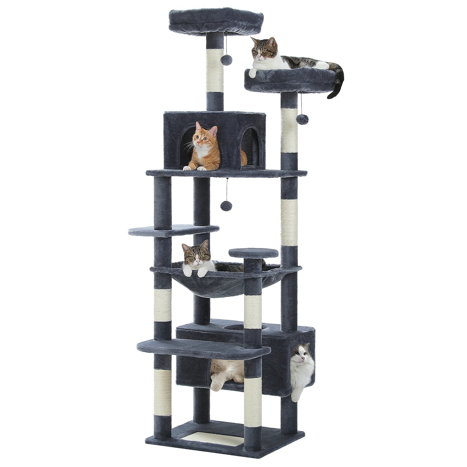 Large Cat Tree & Tower for Indoor Cats — Scratching Posts, Hammock & Perches