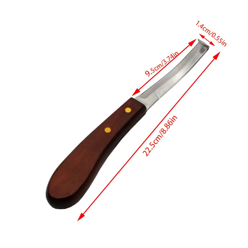 2 Pcs Horse Loop Hoof Knife Trimmer Blade Sheep Cattle Hoof Knife Double Edged Shears Cutter Wooden Handle Stainless Steel
