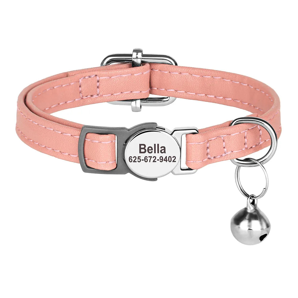Personalized Engraved Cat Collar — Anti-Lost Name Tag for Cats & Small Dogs