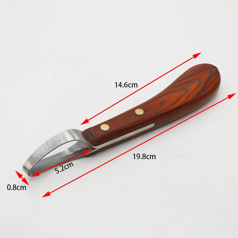 2 Pcs Horse Loop Hoof Knife Trimmer Blade Sheep Cattle Hoof Knife Double Edged Shears Cutter Wooden Handle Stainless Steel