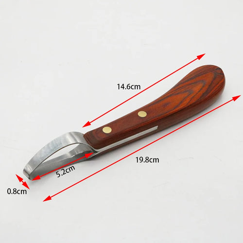 2 Pcs Horse Loop Hoof Knife Trimmer Blade Sheep Cattle Hoof Knife Double Edged Shears Cutter Wooden Handle Stainless Steel