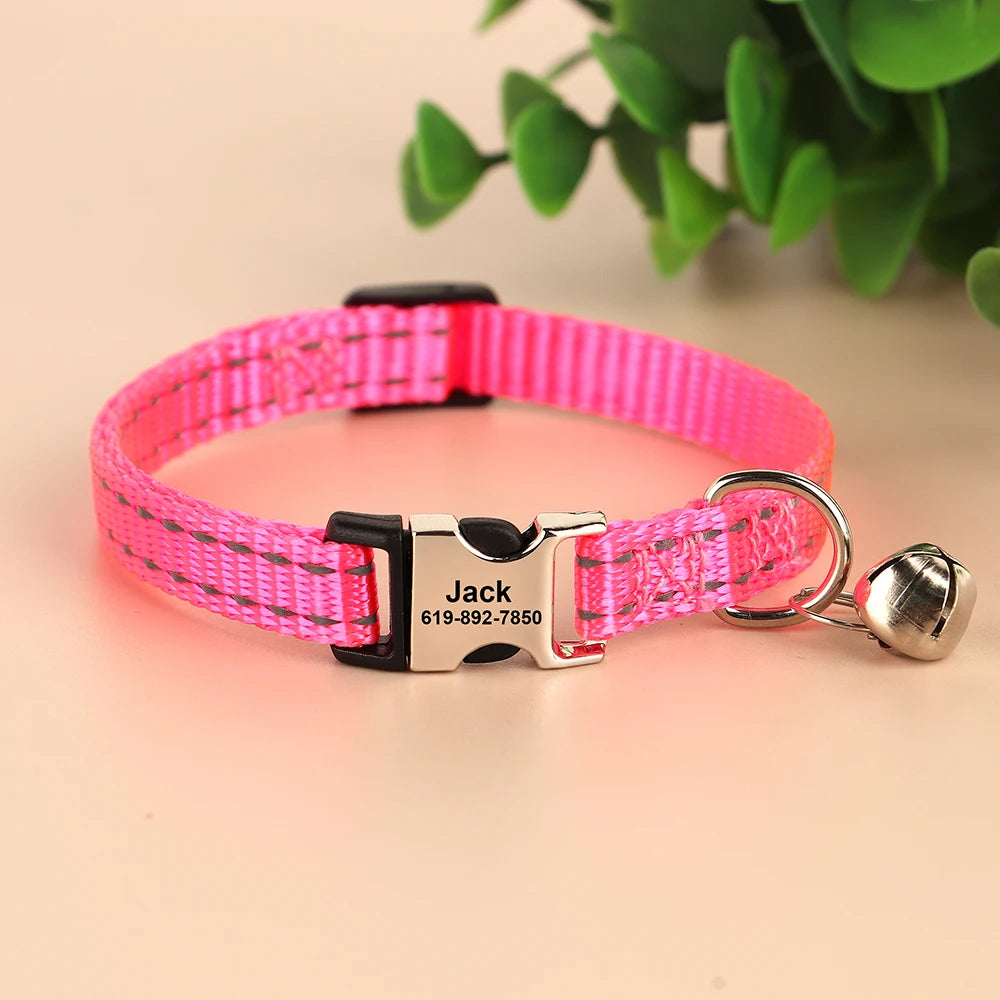 Personalized Engraved Cat Collar — Anti-Lost Name Tag for Cats & Small Dogs