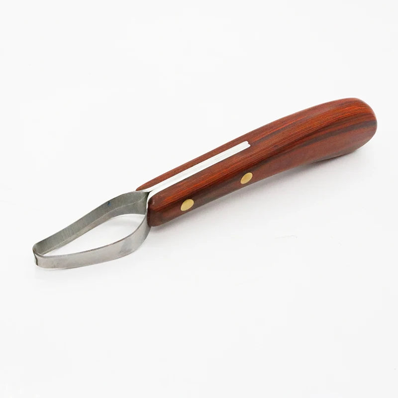 2 Pcs Horse Loop Hoof Knife Trimmer Blade Sheep Cattle Hoof Knife Double Edged Shears Cutter Wooden Handle Stainless Steel