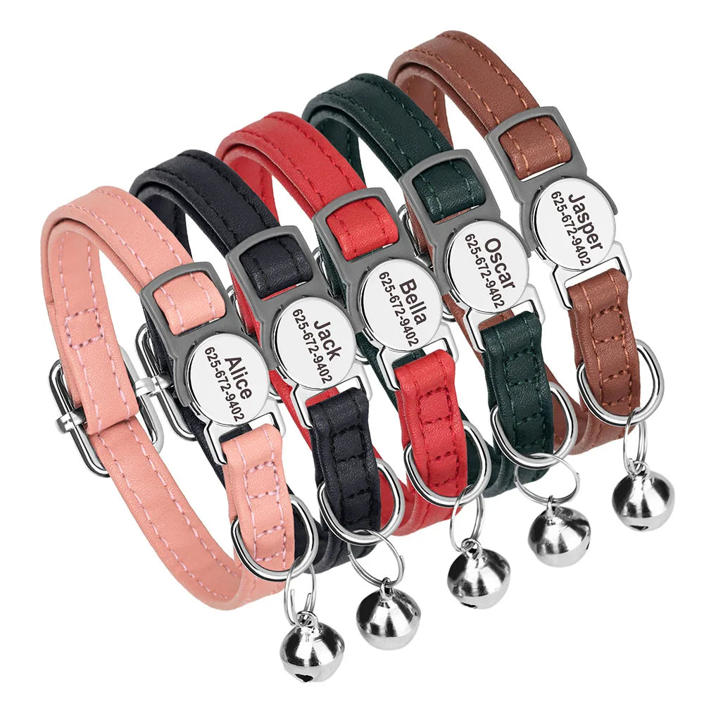 Personalized Engraved Cat Collar — Anti-Lost Name Tag for Cats & Small Dogs