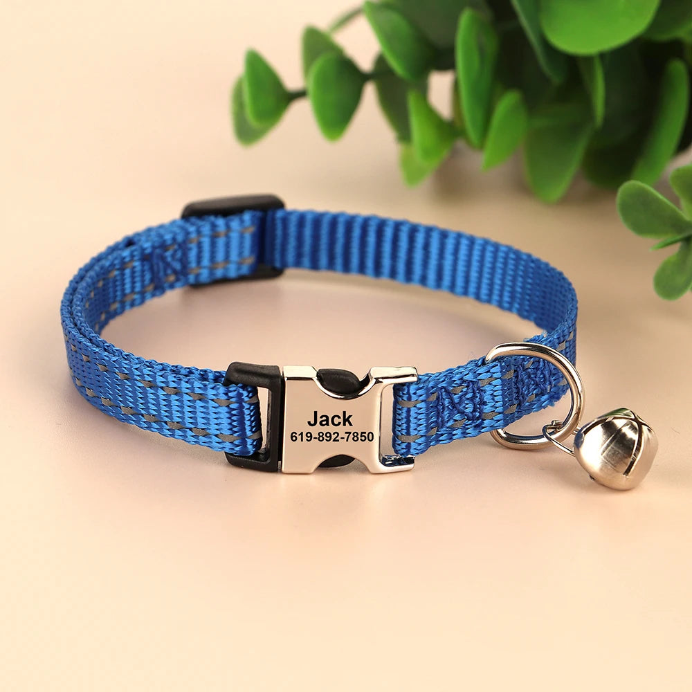 Personalized Engraved Cat Collar — Anti-Lost Name Tag for Cats & Small Dogs