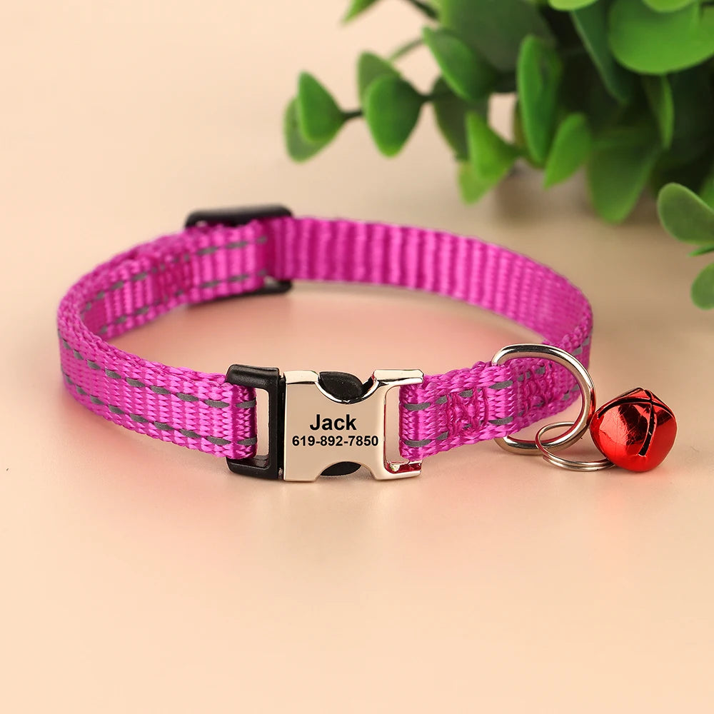 Personalized Engraved Cat Collar — Anti-Lost Name Tag for Cats & Small Dogs