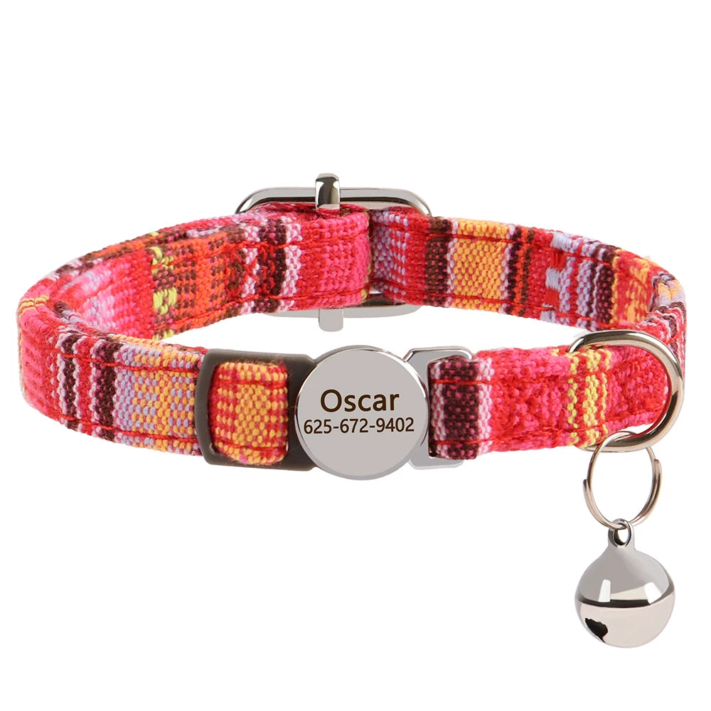 Personalized Engraved Cat Collar — Anti-Lost Name Tag for Cats & Small Dogs