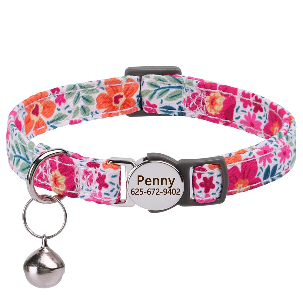 Personalized Engraved Cat Collar — Anti-Lost Name Tag for Cats & Small Dogs