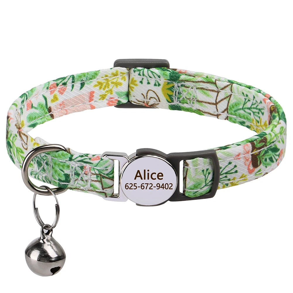 Personalized Engraved Cat Collar — Anti-Lost Name Tag for Cats & Small Dogs