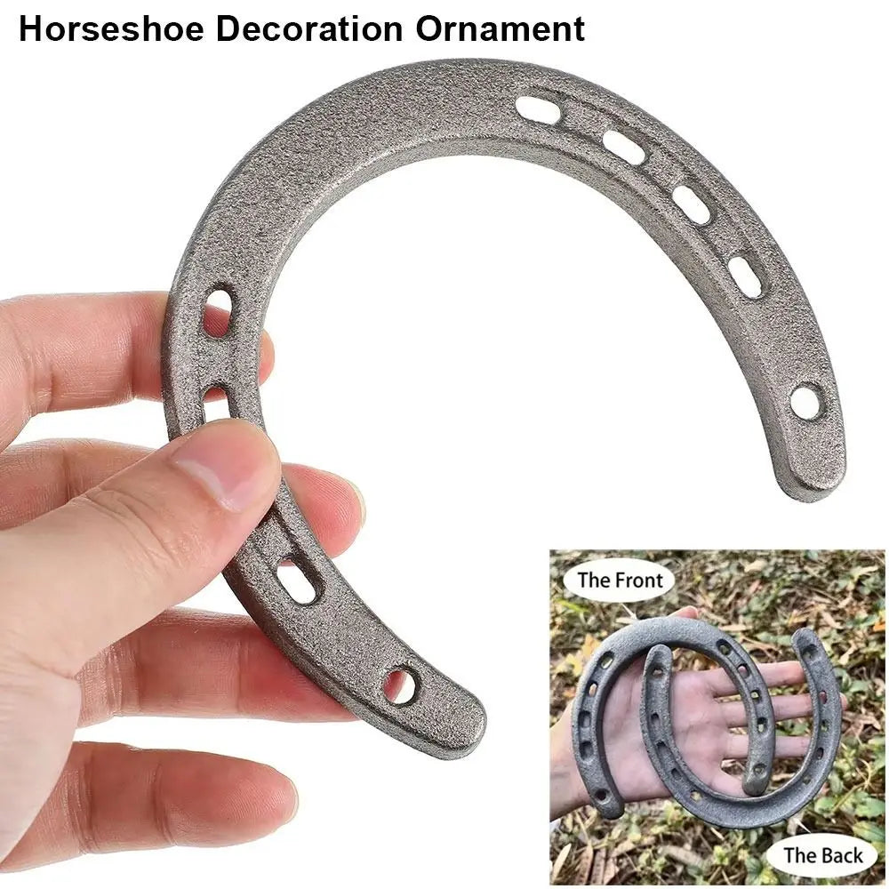 1Pcs Durable Cast Iron Horseshoe Decoration Unique Design Wall Hanging Home Ornament Vintage Rustic Style Wall Sculpture