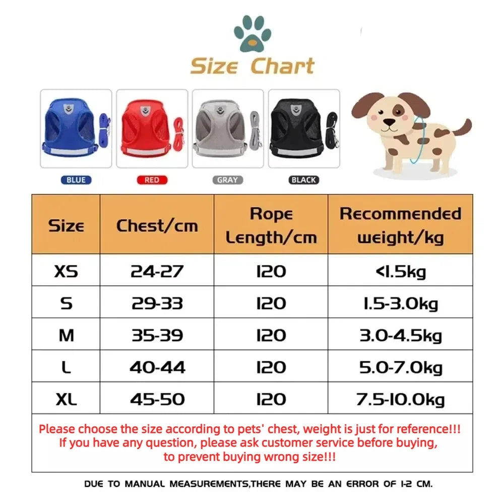 Cat Harness & Leash Set — Reflective, Escape-Proof Mesh Vest for Cats & Small Dogs