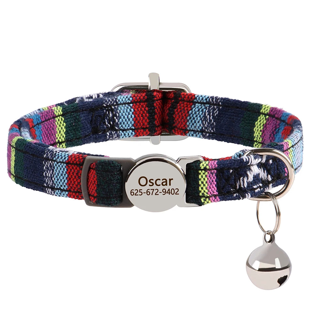 Personalized Engraved Cat Collar — Anti-Lost Name Tag for Cats & Small Dogs