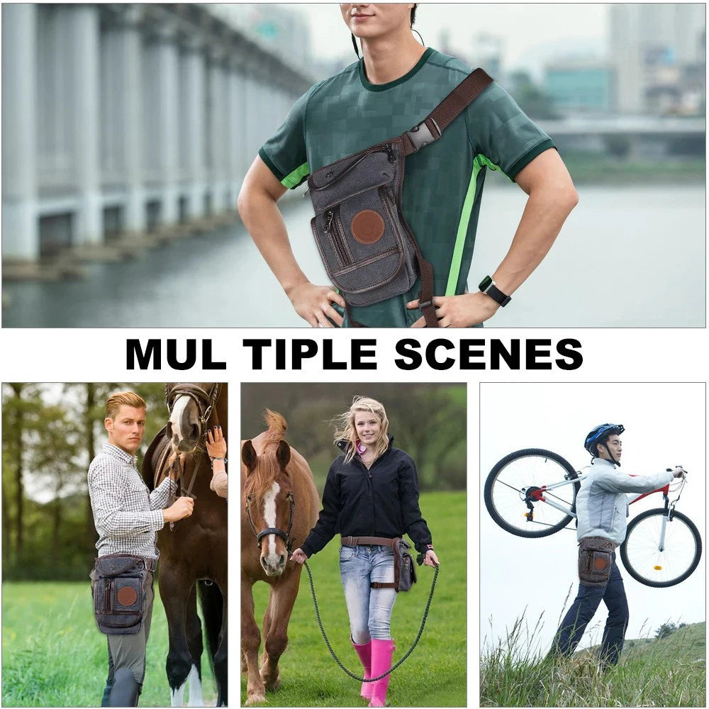 Equestrian Drop Leg Bag — Large Capacity Canvas & Nylon Horse Riding Waist Bag