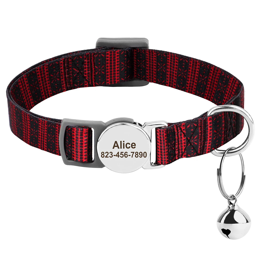 Personalized Engraved Cat Collar — Anti-Lost Name Tag for Cats & Small Dogs