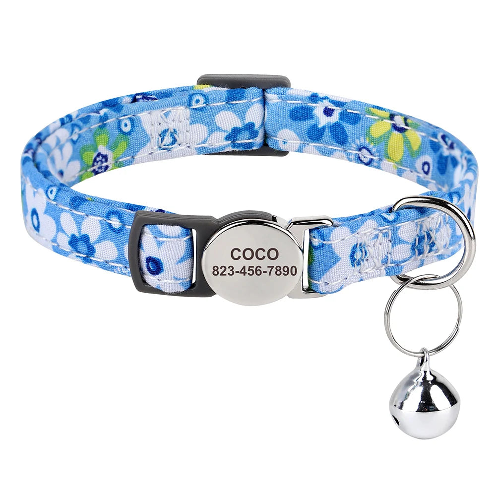 Personalized Engraved Cat Collar — Anti-Lost Name Tag for Cats & Small Dogs