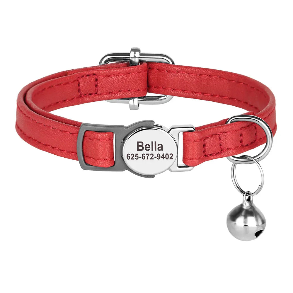 Personalized Engraved Cat Collar — Anti-Lost Name Tag for Cats & Small Dogs