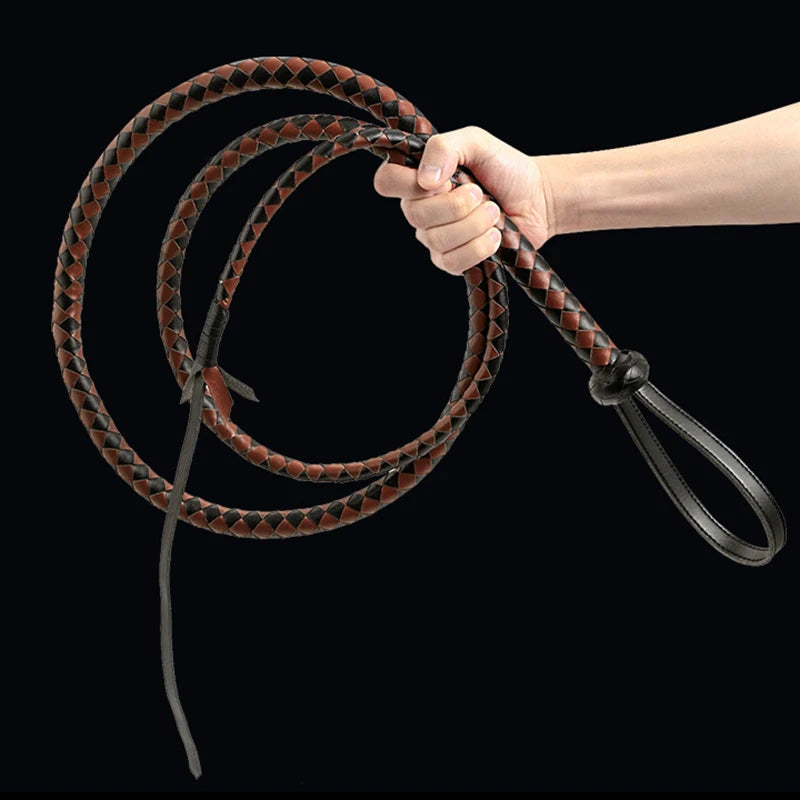 Genuine Cow Leather Bull Whip — 240CM Training Whip for Equestrian & Riding