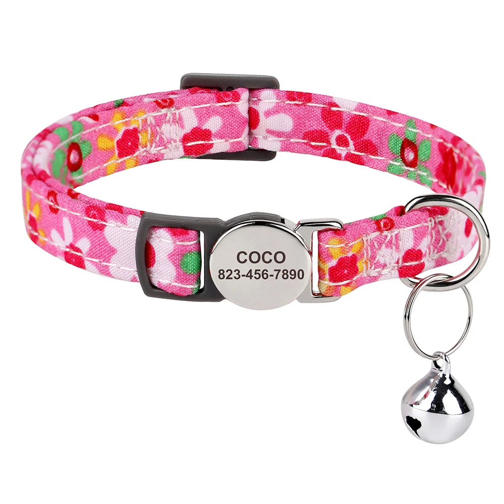 Personalized Engraved Cat Collar — Anti-Lost Name Tag for Cats & Small Dogs