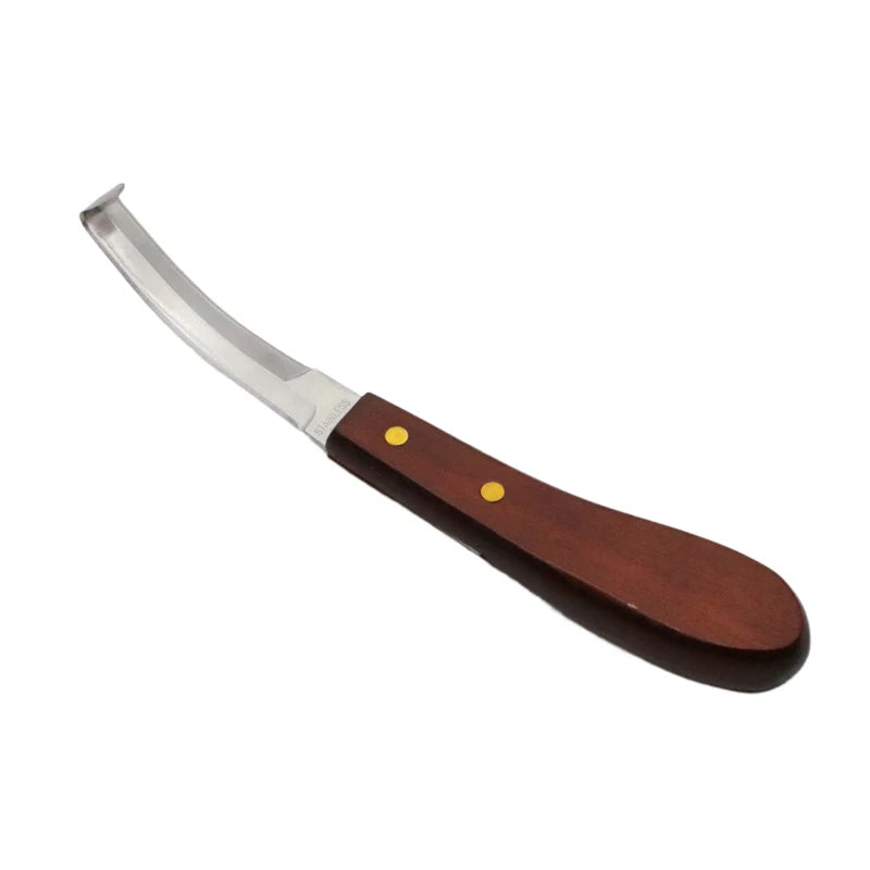 2 Pcs Horse Loop Hoof Knife Trimmer Blade Sheep Cattle Hoof Knife Double Edged Shears Cutter Wooden Handle Stainless Steel