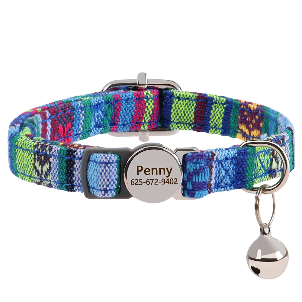 Personalized Engraved Cat Collar — Anti-Lost Name Tag for Cats & Small Dogs
