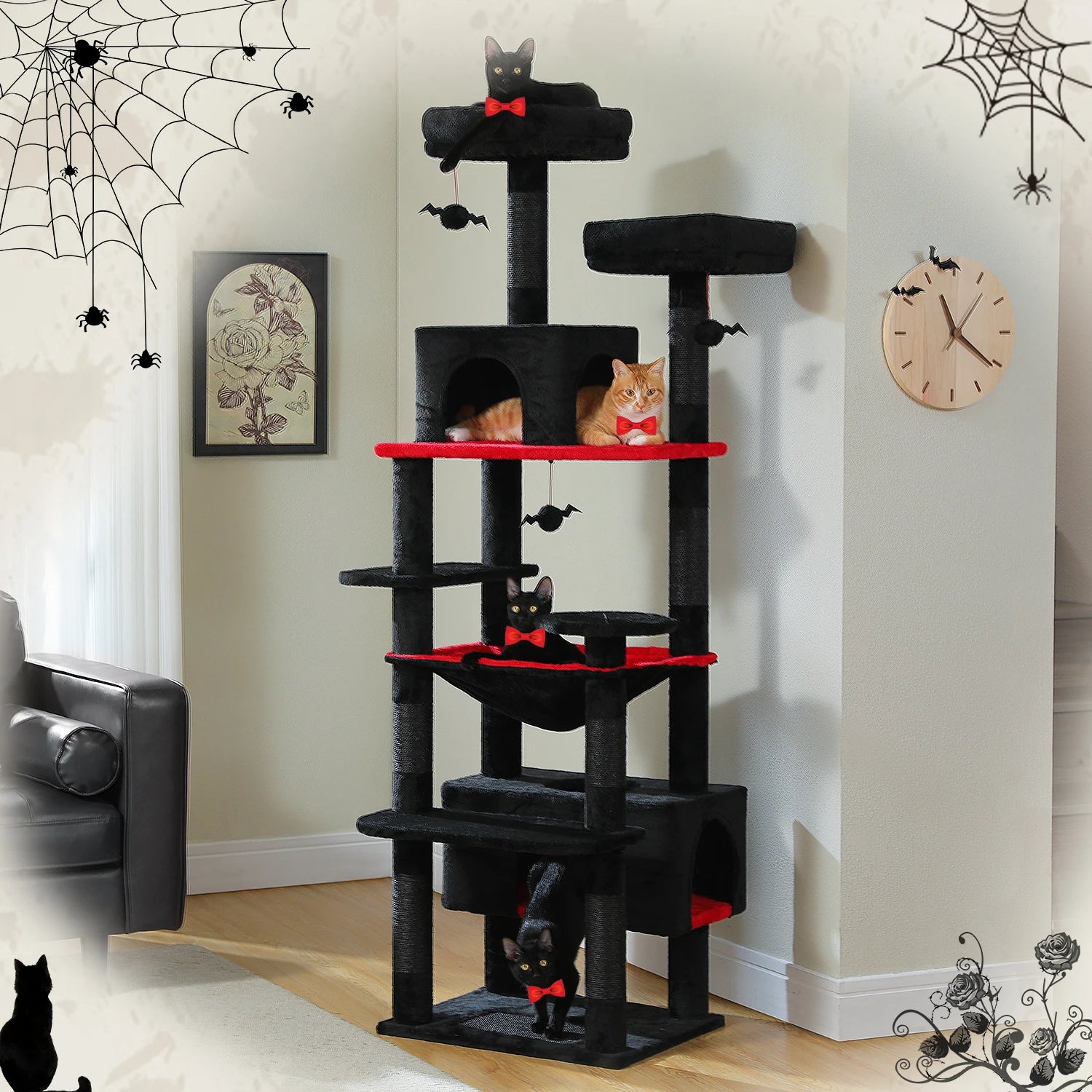 Large Cat Tree & Tower for Indoor Cats — Scratching Posts, Hammock & Perches