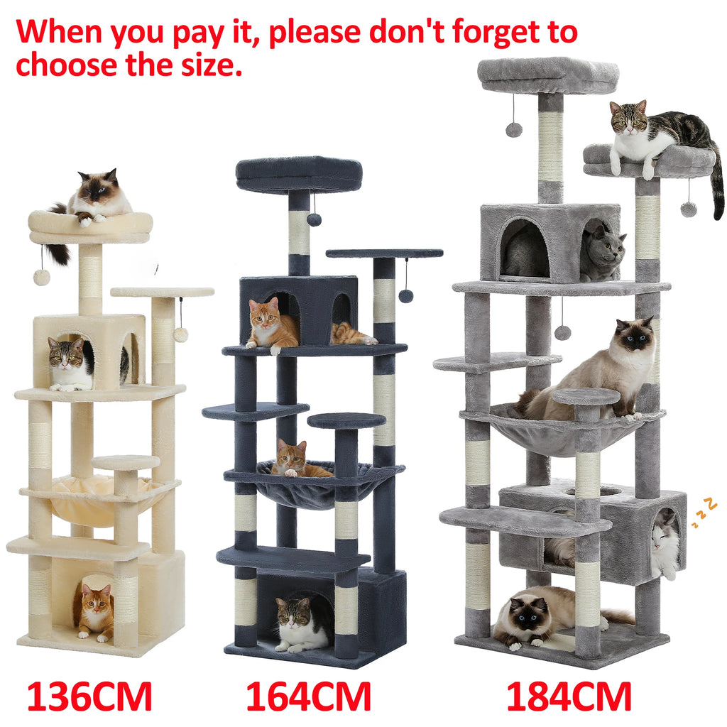 Large Cat Tree & Tower for Indoor Cats — Scratching Posts, Hammock & Perches