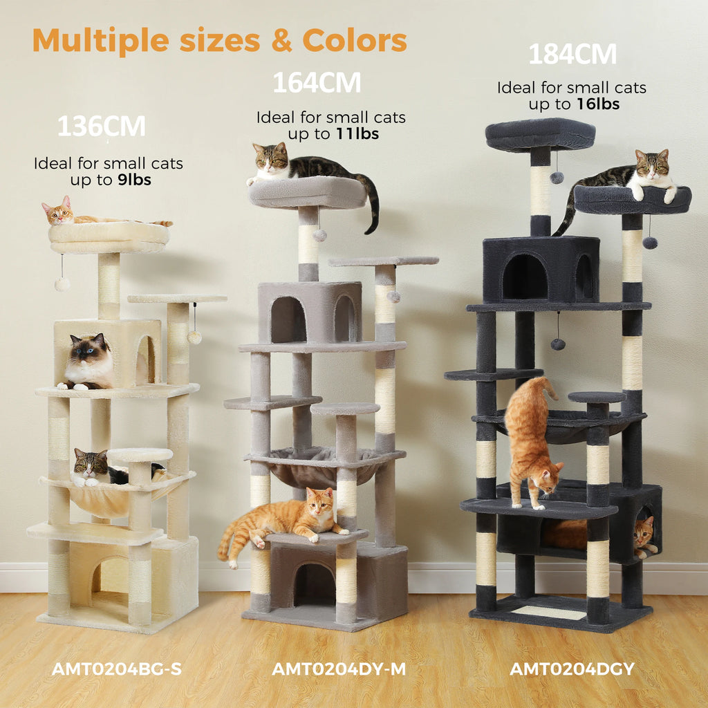 Large Cat Tree & Tower for Indoor Cats — Scratching Posts, Hammock & Perches