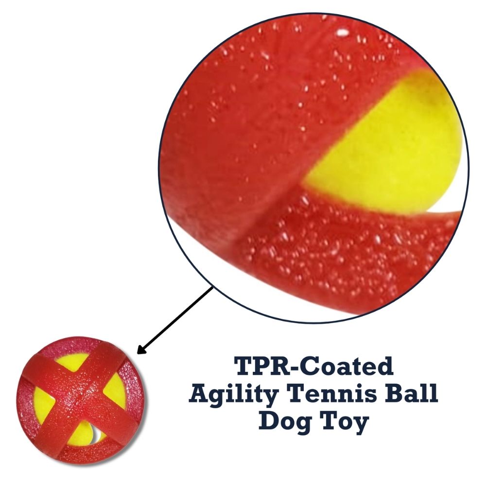 TPR-Coated Agility Tennis Ball Dog Toy — Durable & Pet-Safe